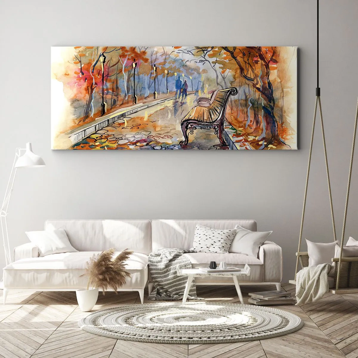 Impression sur toile - Image sur toile - Errer ensemble à l'automne - 100x40 cm