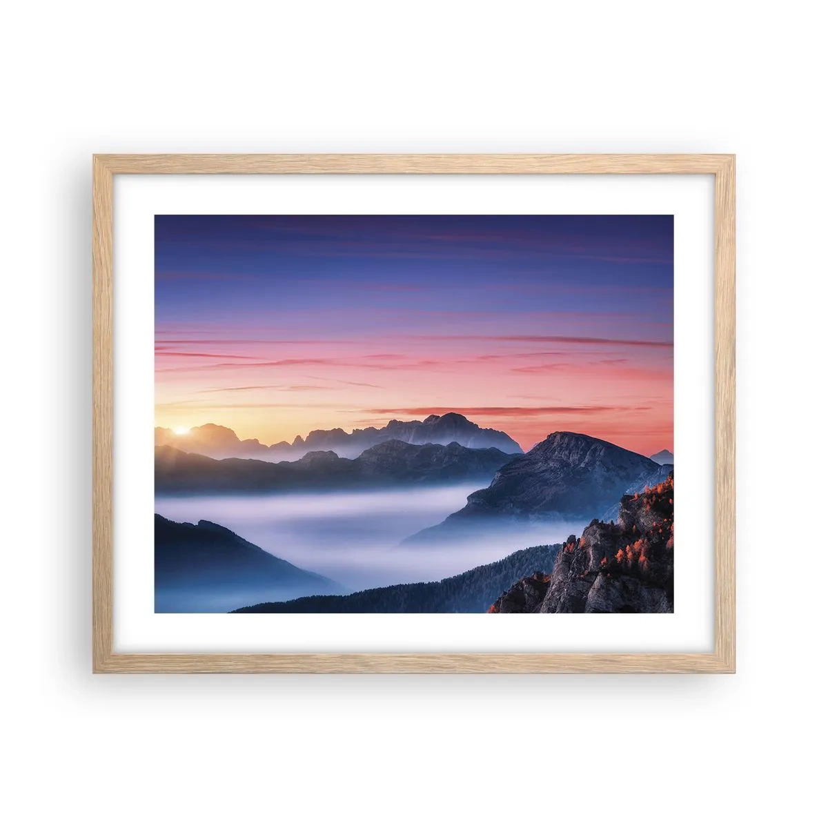 Affiche dans un chêne clair - Poster - Au-dessus des vallées - 50x40 cm