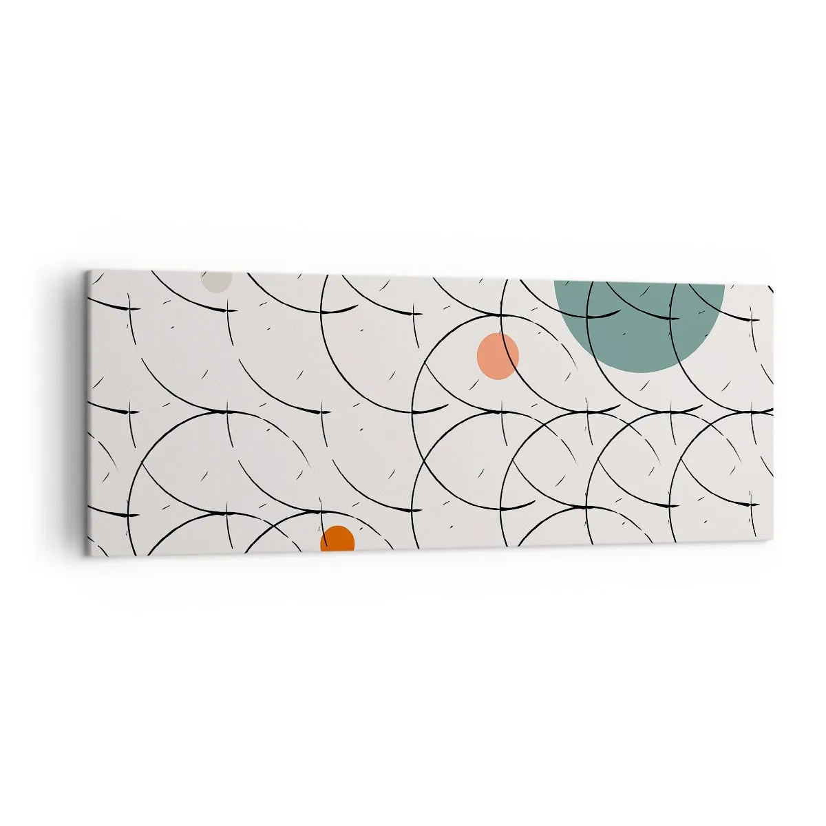 Impression sur toile - Image sur toile - Motif géométrique avec des cercles colorés sur un fond clair - 140x50cm - Dans l'esprit pop art - Décoration murale moderne pour le salon et la chambre ARTTOR