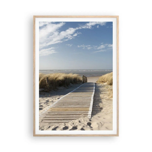 Affiche dans un chêne clair - Poster - Derrière la dune, dans le bruissement de l'herbe - 70x100 cm