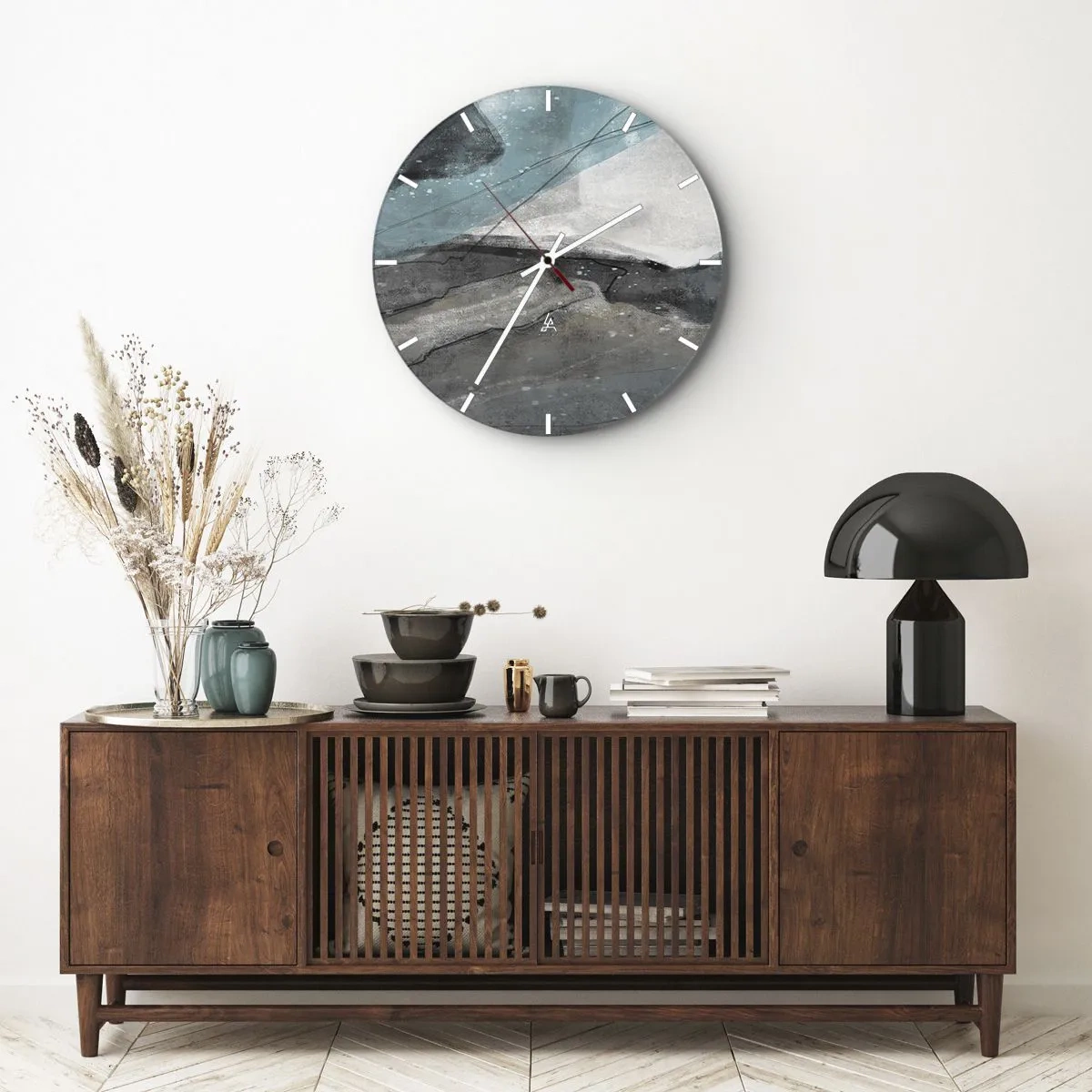 Horloge murale - Pendule murale - Résumé : roches et glace - 30x30 cm