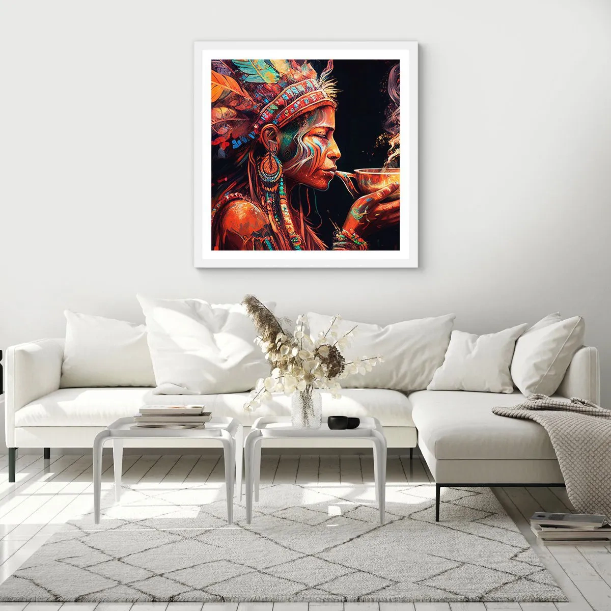 Affiche dans un cadre blanc - Poster - Rituel magique - 40x40 cm