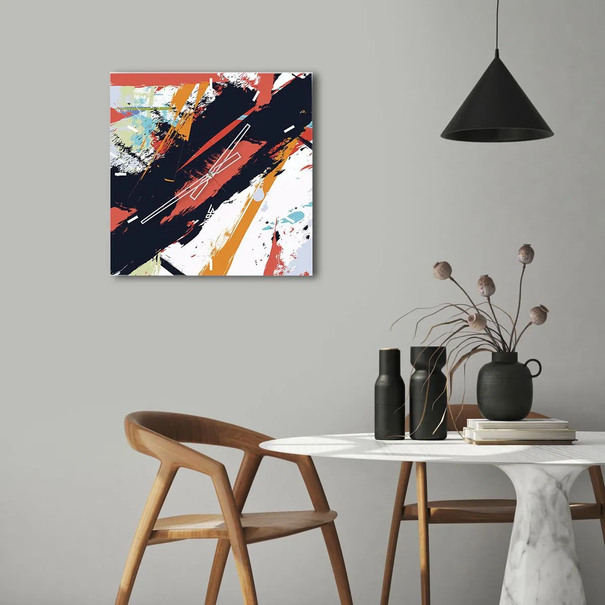 Horloge murale - Pendule murale - Composition dynamique - 40x40 cm