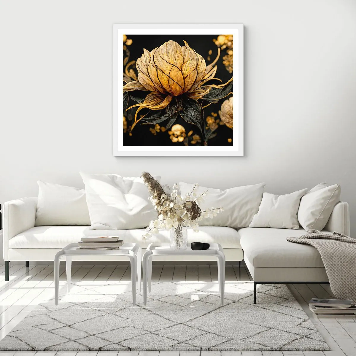 Affiche dans un cadre blanc - Poster - Fragilité subtile - 60x60 cm