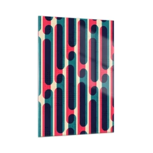 Impression sur verre - Image sur verre - Lignes rétro abstraites - 50x70cm - En profondeur et sur l'avant - Décoration murale moderne pour le salon et la chambre ARTTOR