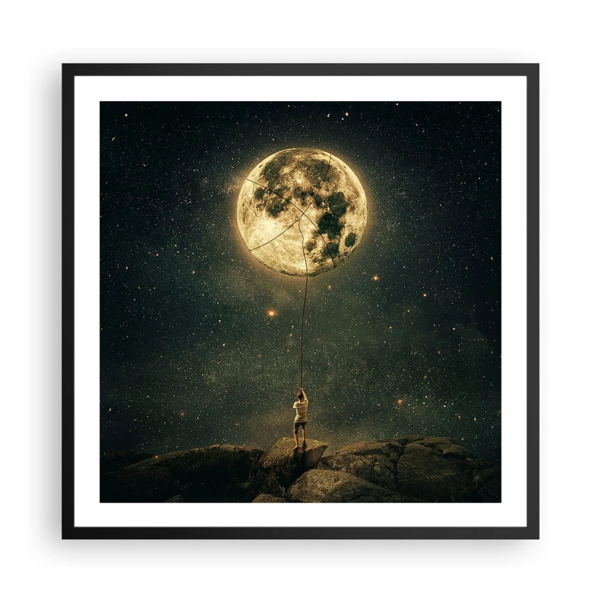 Affiche dans un cadre noir - Poster - Celui qui a volé la lune - 60x60 cm