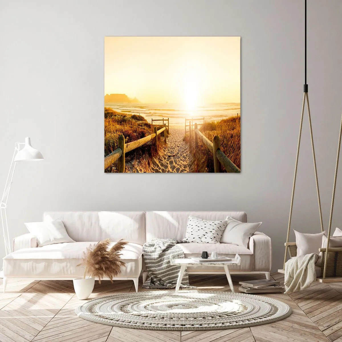 Impression sur toile - Image sur toile - A travers la dune, vers le soleil - 70x70 cm