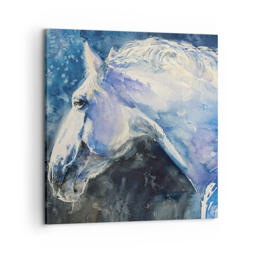 Impression sur toile - Image sur toile - Portrait dans une lueur azur - 60x60 cm