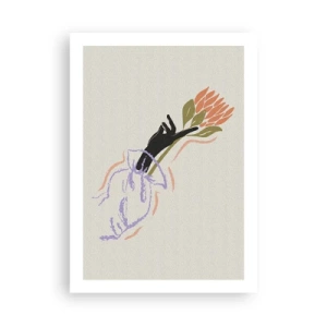 Affiche - Poster - Dessin abstrait d'une main tenant un bouquet de fleurs - 50x70cm - Touche fraternelle - Décoration murale moderne pour le salon et la chambre ARTTOR