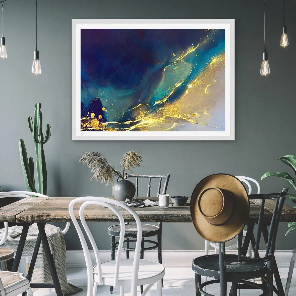 Affiche dans un cadre blanc - Poster - Coulée d'or - 40x30 cm