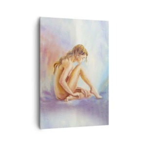 Impression sur toile - Image sur toile - Une délicate figure de femme sur un fond pastel - 70x100cm - Acte de jeunesse - Décoration murale moderne pour le salon et la chambre ARTTOR