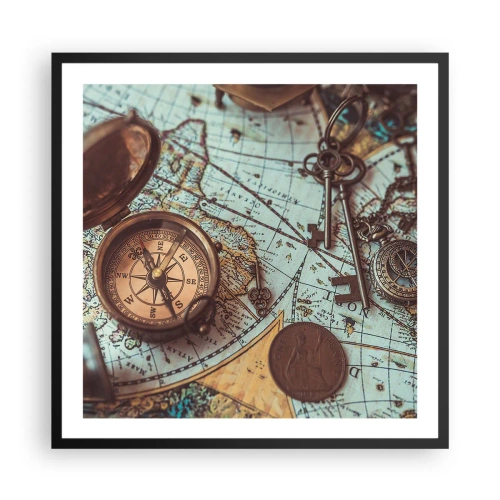 Affiche dans un cadre noir - Poster - Pour ceux qui recherche l'aventure - 60x60 cm