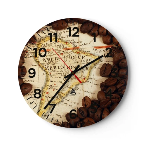 Horloge murale - Pendule murale - D'où vient le meilleur café ? - 30x30 cm