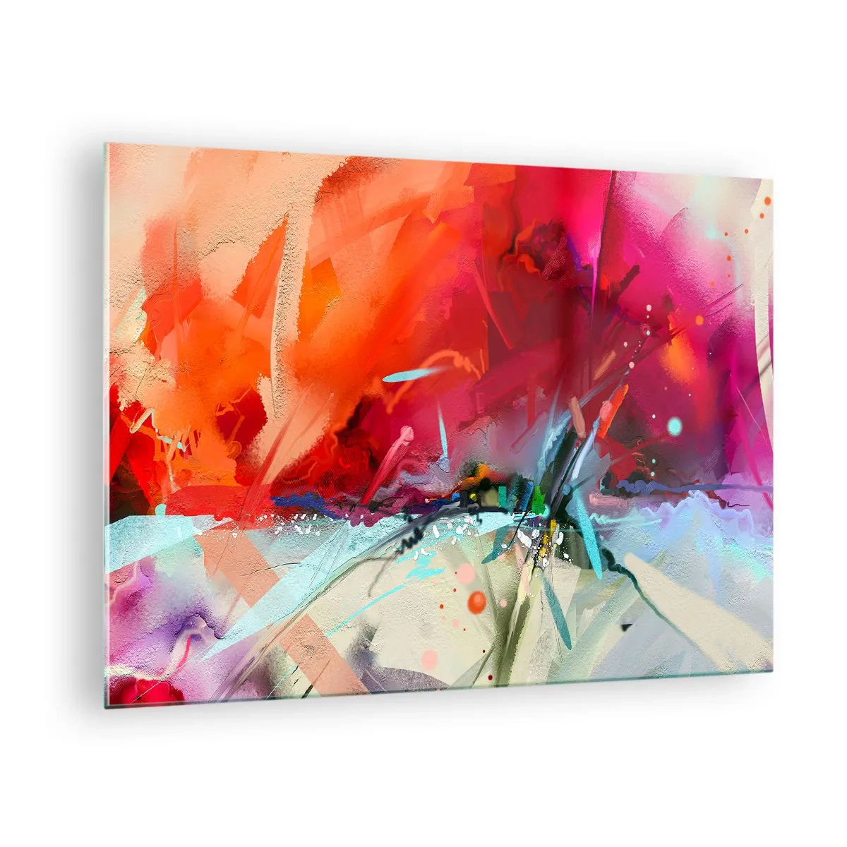 Impression sur verre - Image sur verre - Une explosion abstraite de couleurs et de lumières dans une composition dynamique. - 70x50cm - Une explosion de lumières et de couleurs - Décoration murale moderne pour le salon et la chambre ARTTOR