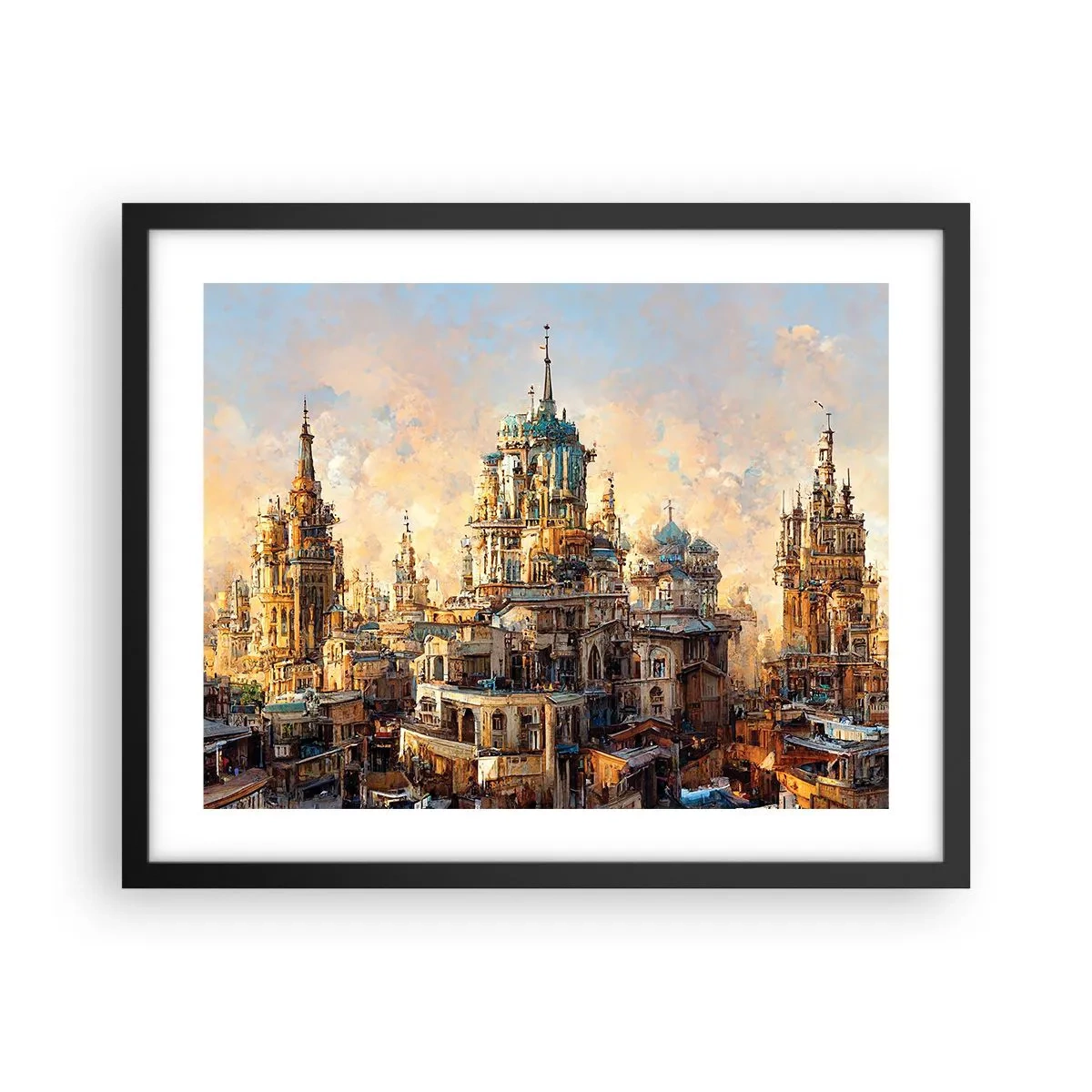 Affiche dans un cadre noir - Poster - Ville des villes - 50x40 cm