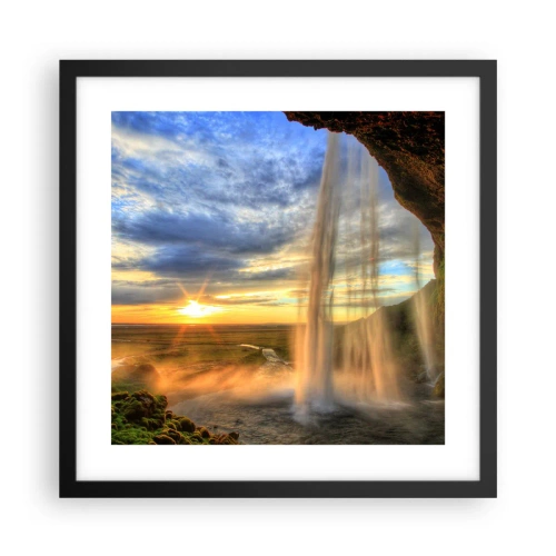 Affiche dans un cadre noir - Poster - Le monde derrière un voile de gouttes - 40x40 cm