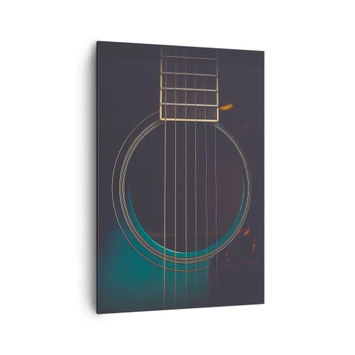 Impression sur toile - Image sur toile - Guitare acoustique dans une lumière sombre et élégante - 70x100cm - Le calme avant la tempête - Décoration murale moderne pour le salon et la chambre ARTTOR