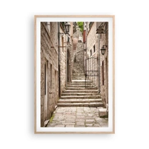 Affiche dans un chêne clair - Poster - Une vieille ruelle magique - 61x91 cm