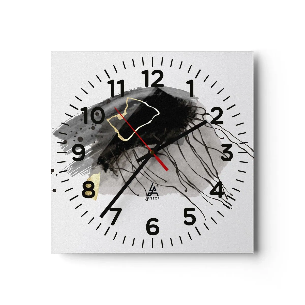 Horloge murale - Pendule murale - En noir et en or - 30x30 cm