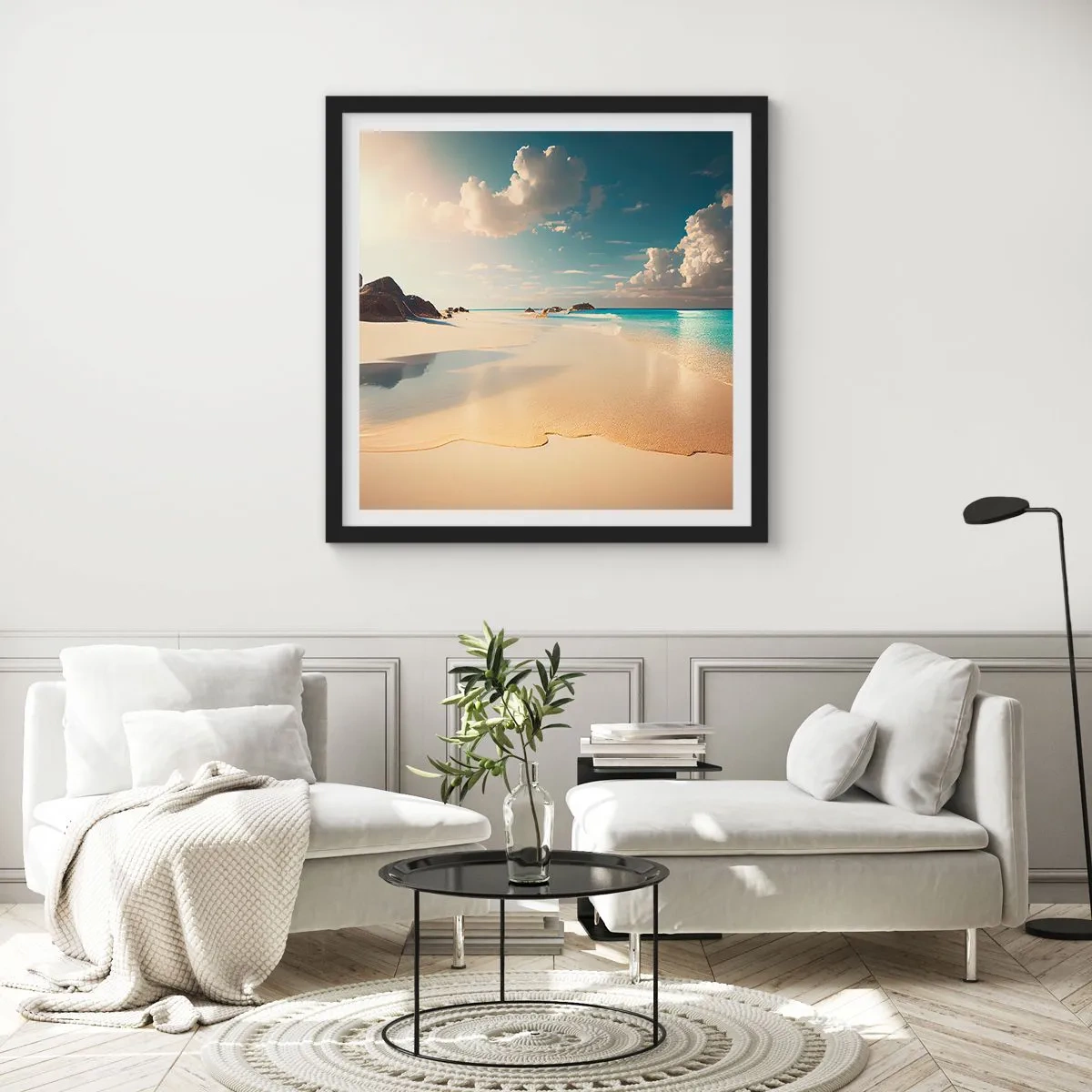 Affiche dans un cadre noir - Poster - Une journée de rêve - 50x50 cm