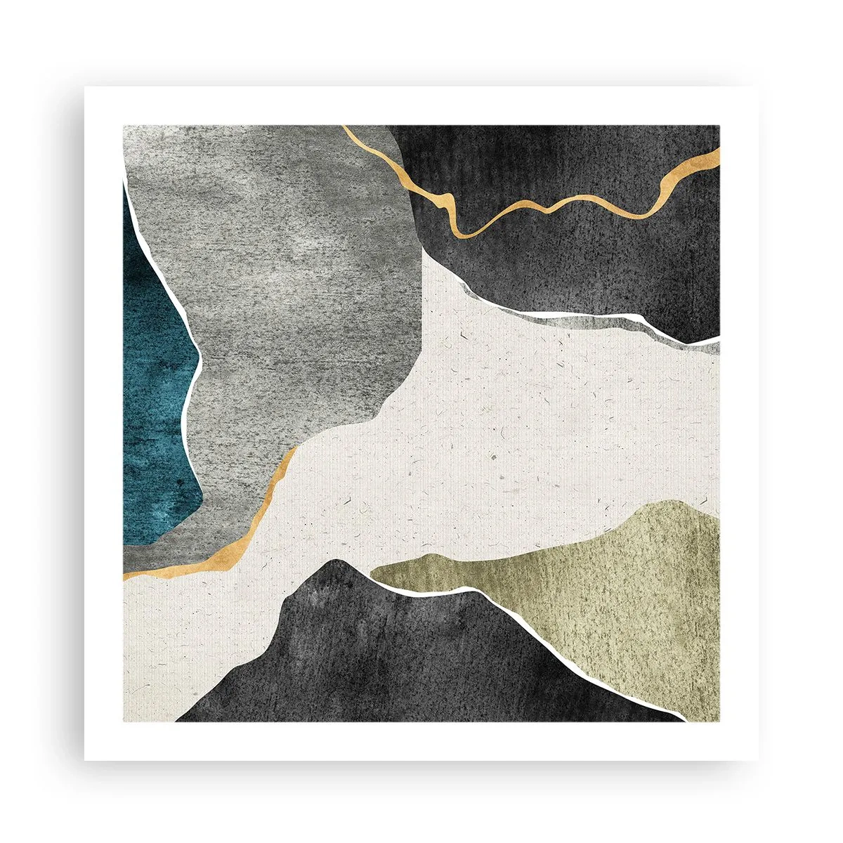 Affiche - Poster - Composition mosaïque avec un fil d'or - 60x60 cm