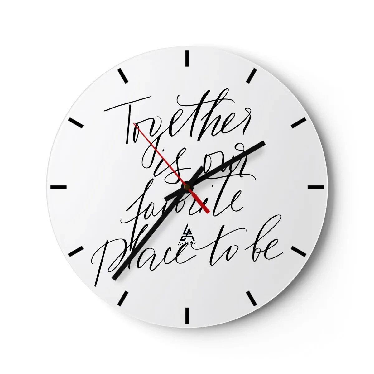 Horloge murale - Pendule murale - La citation « Ensemble, c'est notre endroit préféré où être » sur un fond d'horloge blanche - 30x30cm - Vous aussi vous le sentez? - Décoration murale moderne pour le salon, la cuisine et la chambre ARTTOR