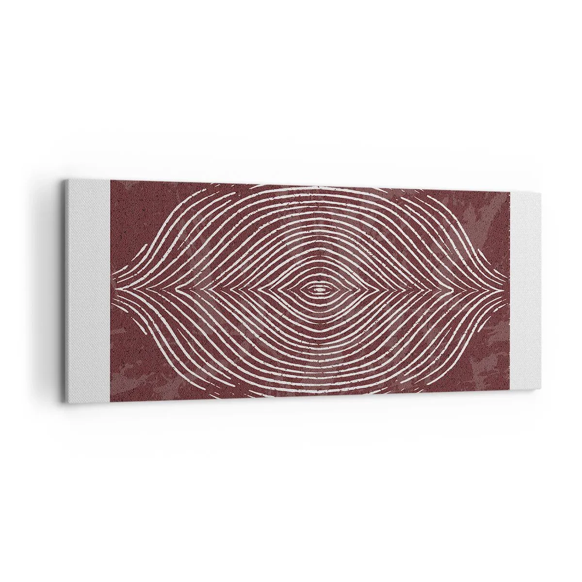 Impression sur toile - Image sur toile - Ondes symétriques en lignes blanches sur fond marron - 120x50cm - L'espace parle - Décoration murale moderne pour le salon et la chambre ARTTOR