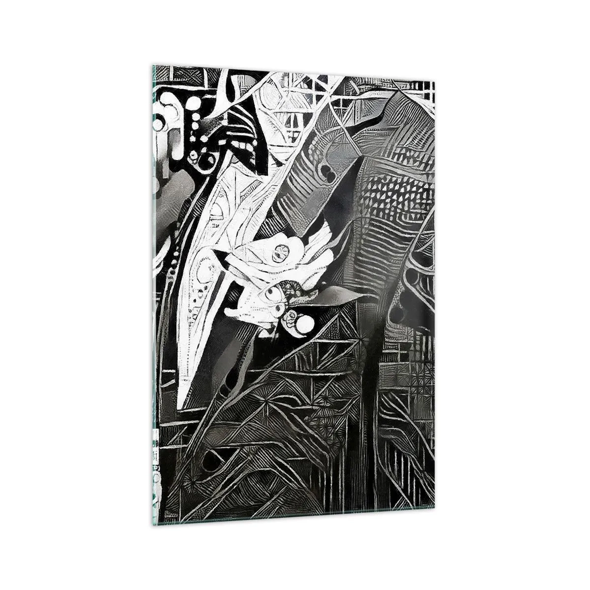 Impression sur verre - Image sur verre - Abstraction élégante d'un homme en costume en noir et blanc - 70x100cm - Seulement en apparence un homme froid - Décoration murale moderne pour le salon et la chambre ARTTOR