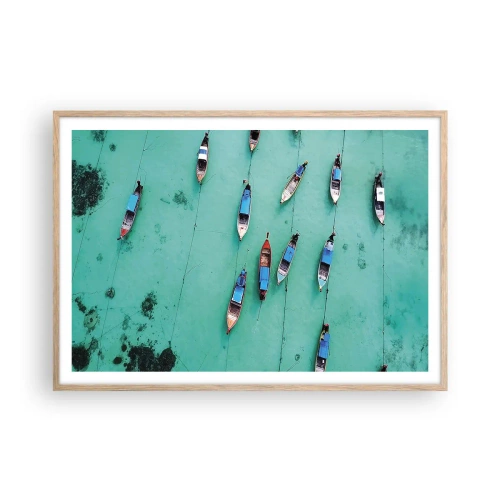 Affiche dans un chêne clair - Poster - Dans une attente jouyeuse - 100x70 cm