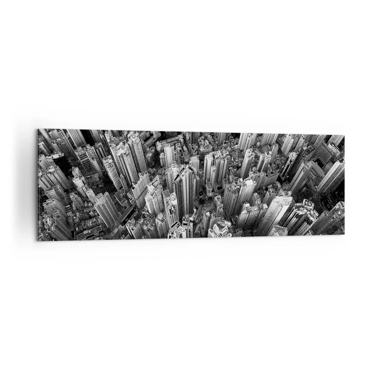Impression sur toile - Image sur toile - Vue aérienne de la ville en noir et blanc - 160x50cm - Toujours de plus en plus haut - Décoration murale moderne pour le salon et la chambre ARTTOR