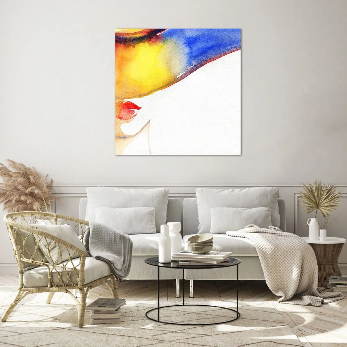 Impression sur verre - Image sur verre - Portrait d'une dame - 60x60 cm