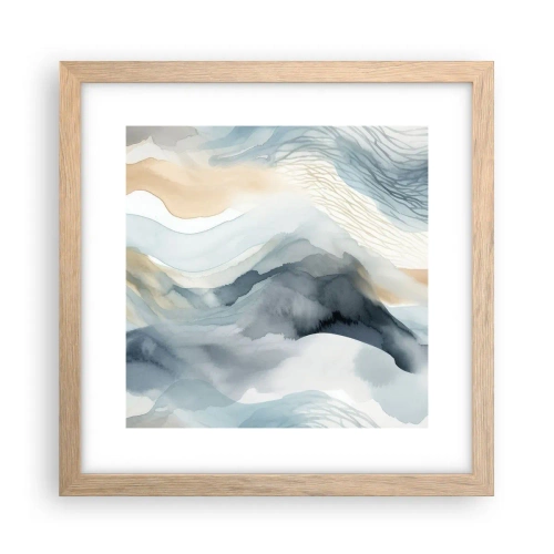 Affiche dans un chêne clair - Poster - Abstraction enneigée et brumeuse - 30x30 cm