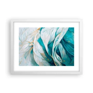 Affiche dans un cadre blanc - Poster - Abstraction bleue avec un motif doré - 40x30 cm