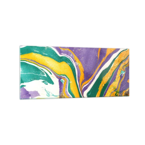 Impression sur verre - Image sur verre - Motif de marbre abstrait aux couleurs vives - 120x50cm - Ondes de couleur - Décoration murale moderne pour le salon et la chambre ARTTOR
