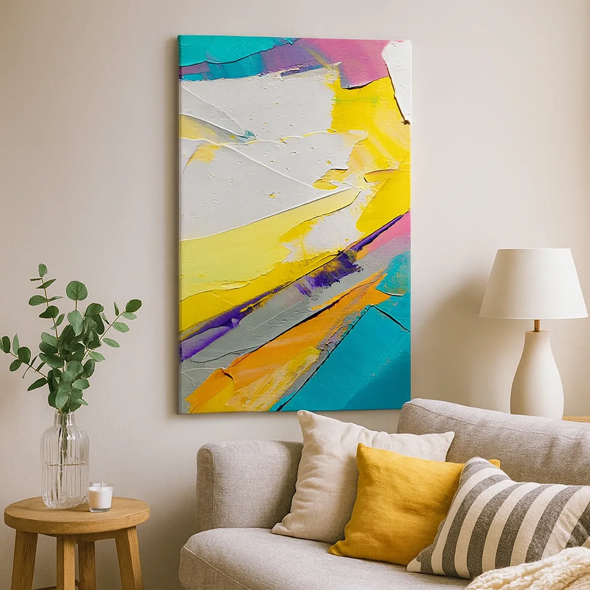 Impression sur toile - Image sur toile - Une composition abstraite aux couleurs intenses - 50x70cm - Anatomie du monde - Décoration murale moderne pour le salon et la chambre ARTTOR