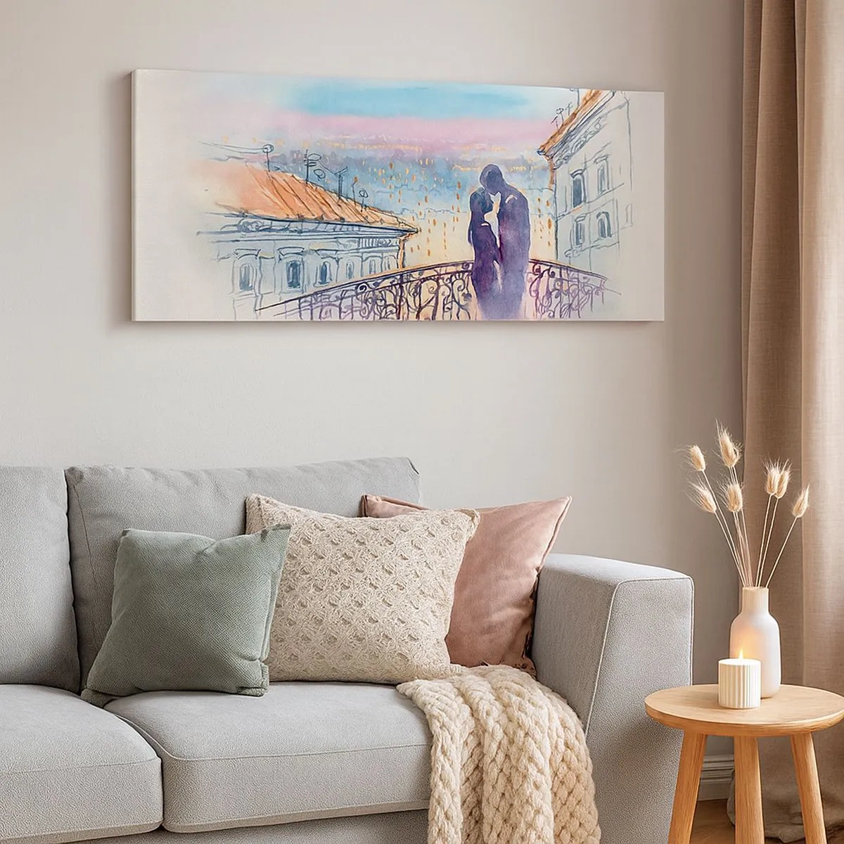 Impression sur toile - Image sur toile - Amoureux de Paris - 100x40 cm