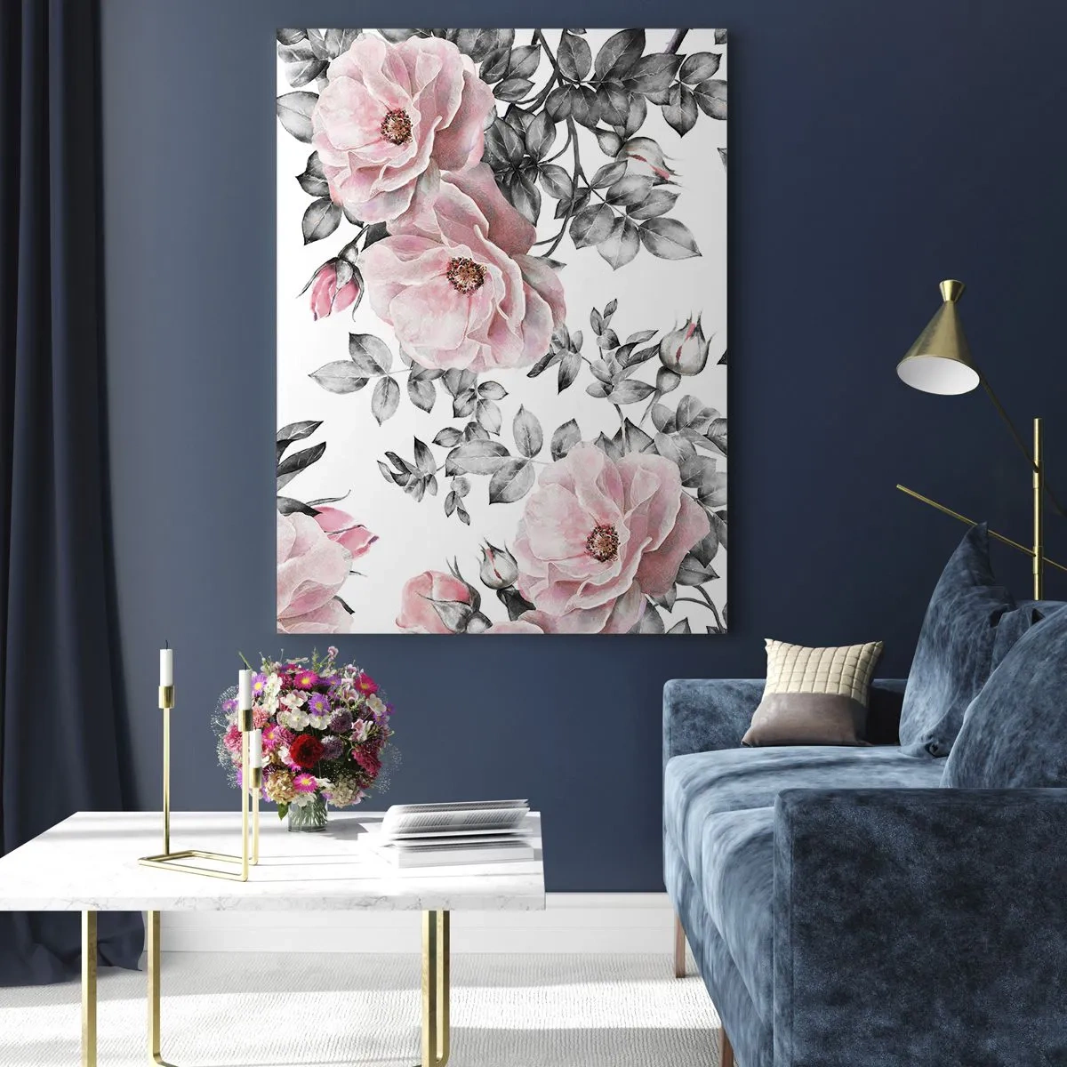 Impression sur verre - Image sur verre - Perdez-vous dans les fleurs de rose - 50x70cm - Se perdre dans les fleurs des roses - Décoration murale moderne pour le salon et la chambre ARTTOR