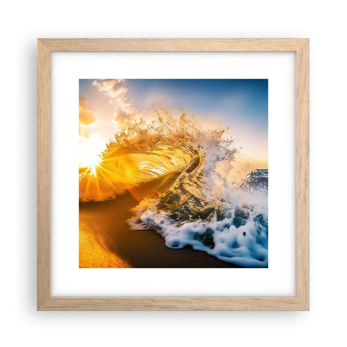 Affiche dans un chêne clair - Poster - S'amuser dans le sable - 30x30 cm