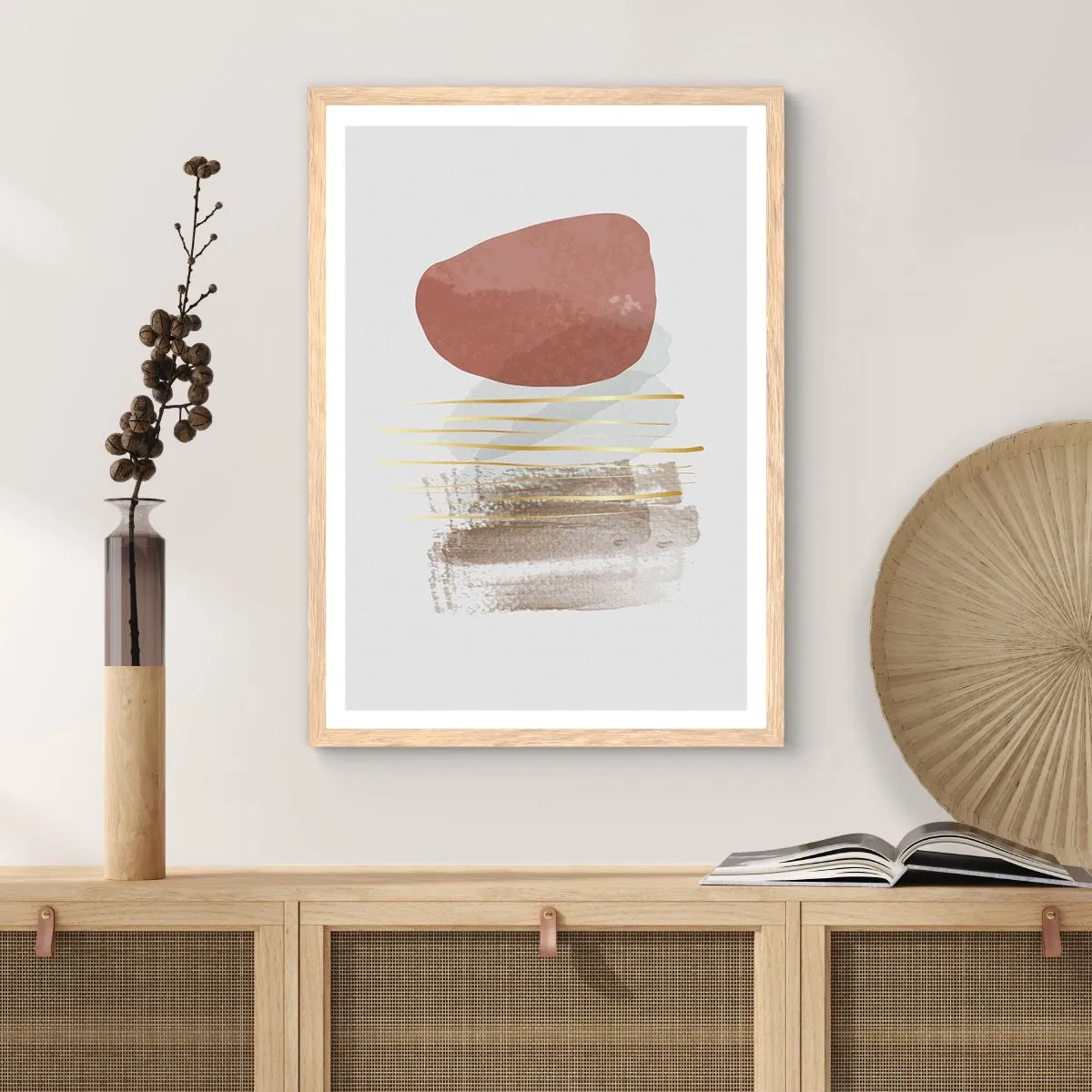 Affiche dans un chêne clair - Poster - Colonnade abstraite - 61x91 cm