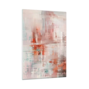 Impression sur verre - Image sur verre - Une composition abstraite dans les tons de rouge et de beige. - 50x70cm - Brumeux. Mais rose - Décoration murale moderne pour le salon et la chambre ARTTOR
