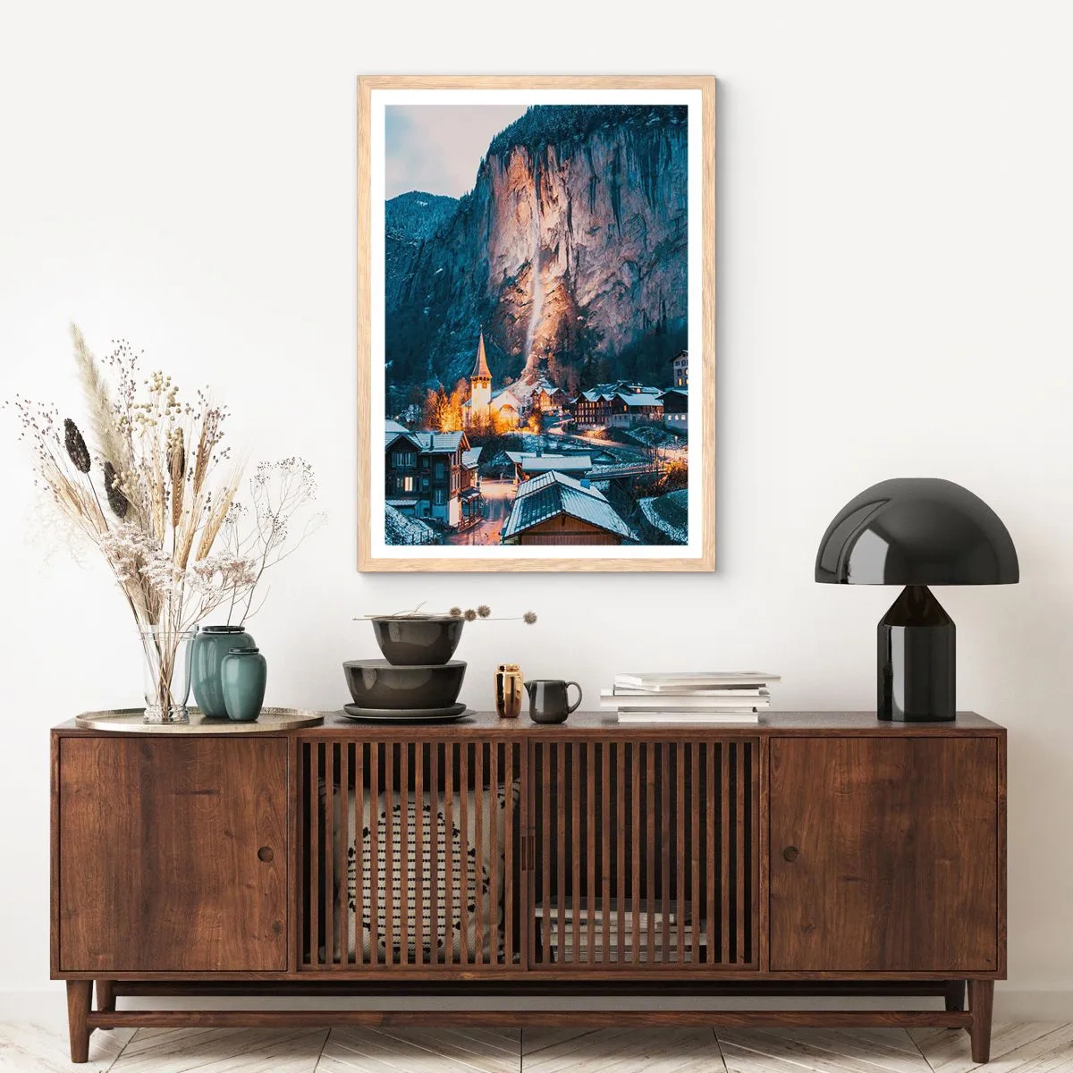 Affiche dans un chêne clair - Poster - Esprit brillant de l'hiver - 61x91 cm