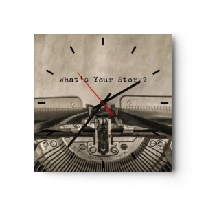 Horloge murale - Pendule murale - Une machine à écrire avec les mots « Quelle est votre histoire ? » - 30x30cm - Réponds-moi - Décoration murale moderne pour le salon et la chambre ARTTOR