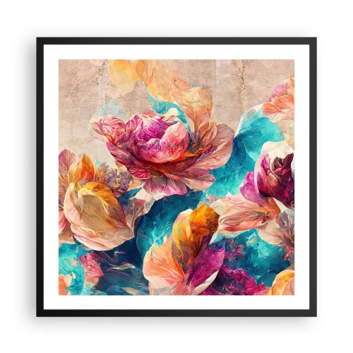Affiche dans un cadre noir - Poster - Splendeur colorée du bouquet - 60x60 cm
