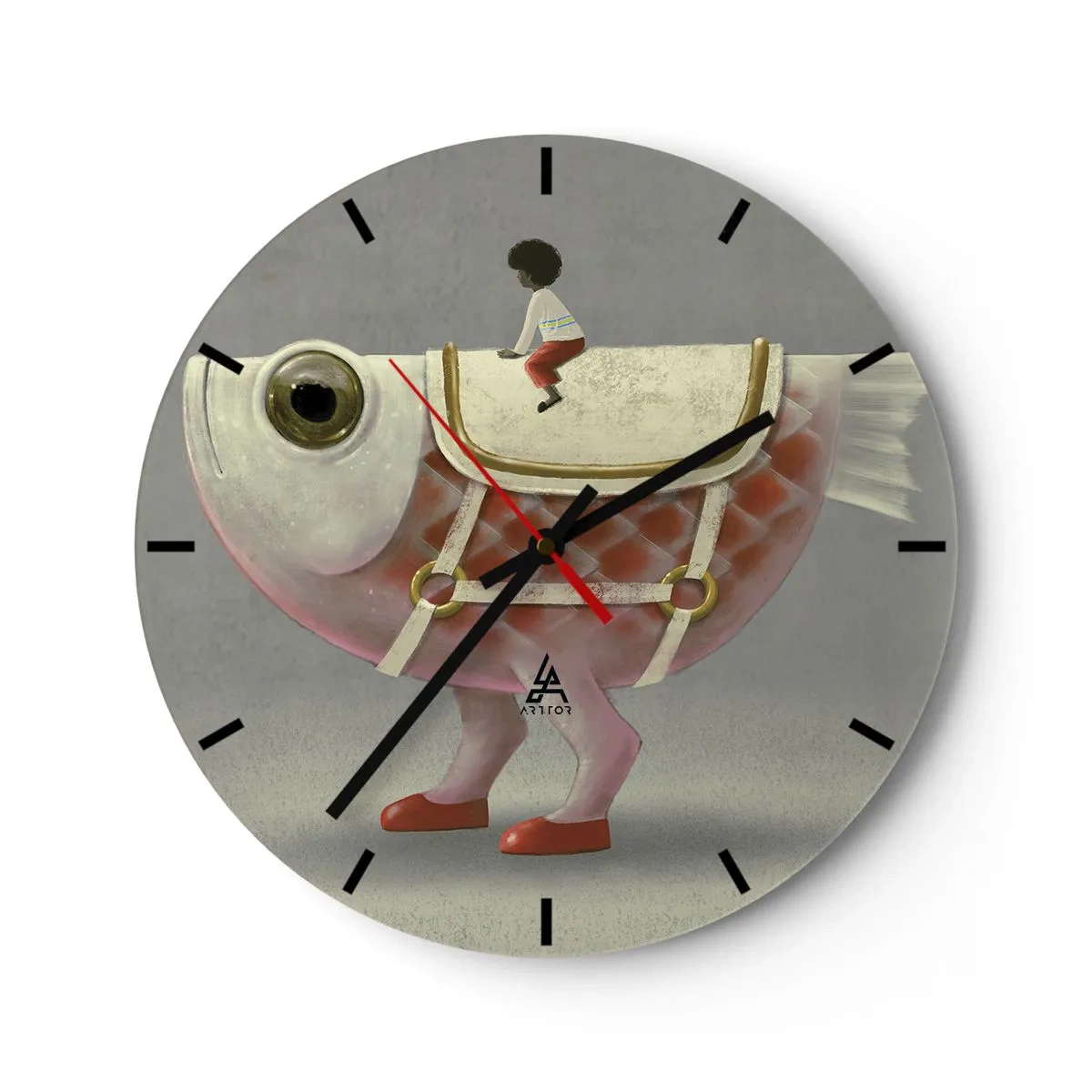 Horloge murale - Pendule murale - Le cavalier poisson - 40x40 cm