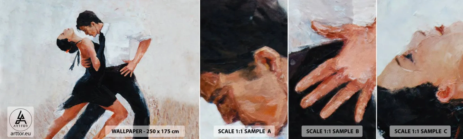 Échantillon de Papier Peint Autocollant Deluxe Sticker - Tango de mes rêves et pensées - Abstraction, Danse, Tango - 100x30 cm