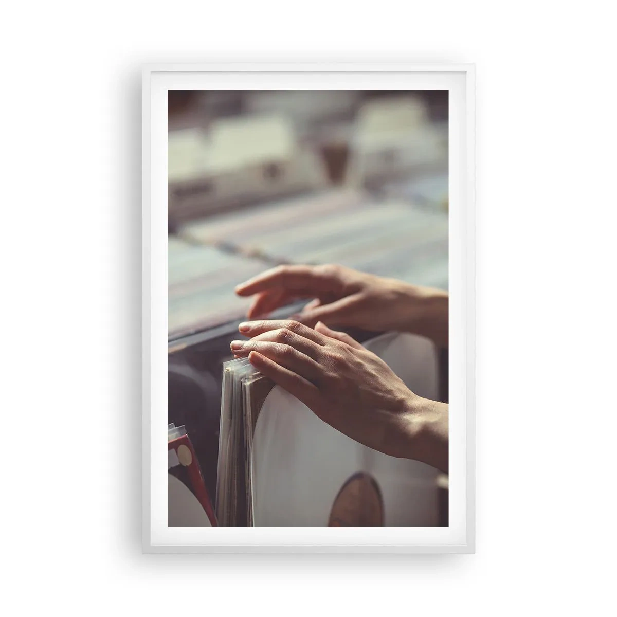 Affiche dans un cadre blanc - Poster - A la recherche d'émotions - 61x91 cm