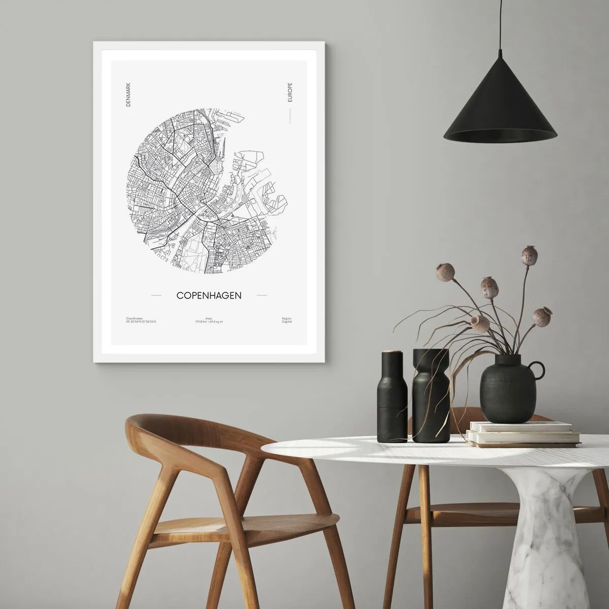 Affiche dans un cadre blanc - Poster - Anatomie de Copenhague - 50x70 cm