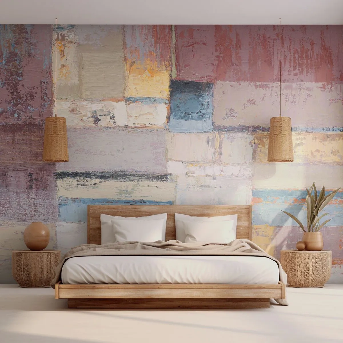 Papier Peint Photo Premium Sand - Le calme de la géométrie - Abstraction, Pastel, Minimaliste - 250x175 cm