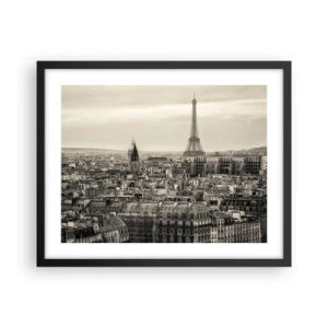 Affiche dans un cadre noir - Poster - Sur les toits de Paris - 50x40 cm