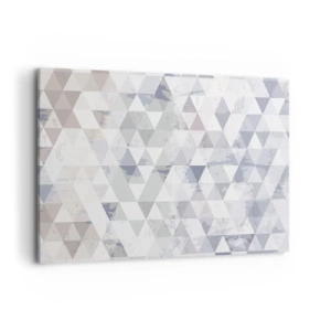 Impression sur toile - Image sur toile - Motif géométrique triangulaire dans des tons pastel - 100x70cm - En rythme de trois - Décoration murale moderne pour le salon et la chambre ARTTOR